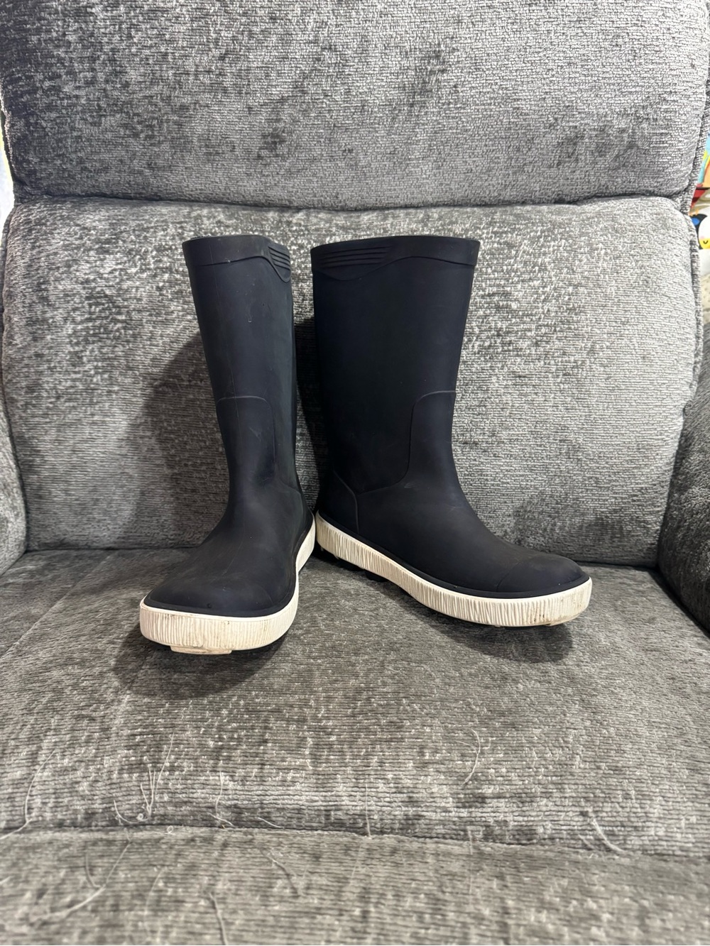 Kamik Kids Black Waterproof Rain Boots with White Sole Size 4